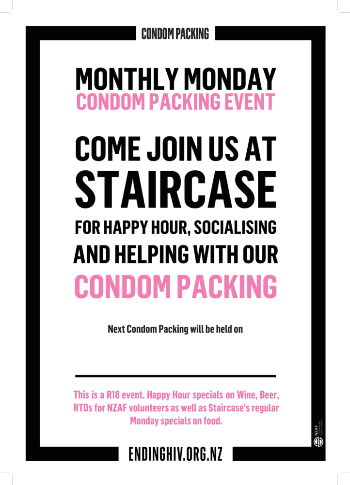 Ending HIV and Staircase Bar Pride Condom Packing